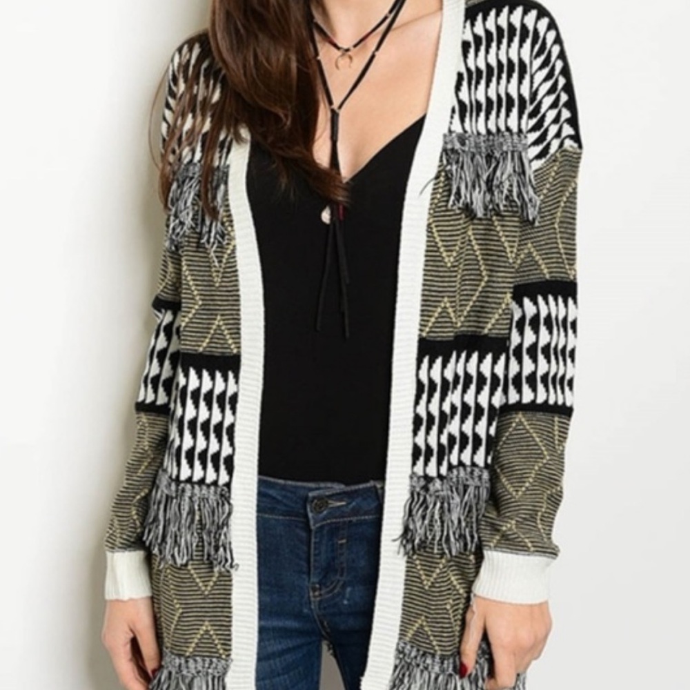 Banjul Aztec Fringe Cardigan Size Large